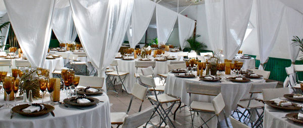 Ambiance exotique pour un mariage, tons blanc avec beaucoup de voilages